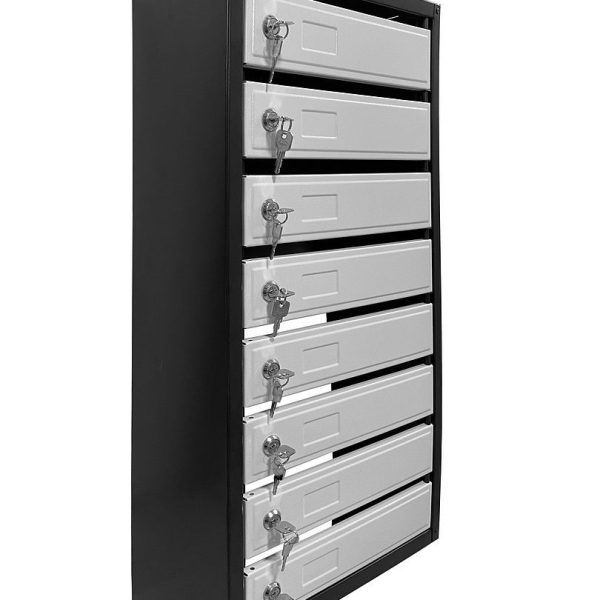 Металлический восьмисекционный почтовый ящик ПМ-8, black